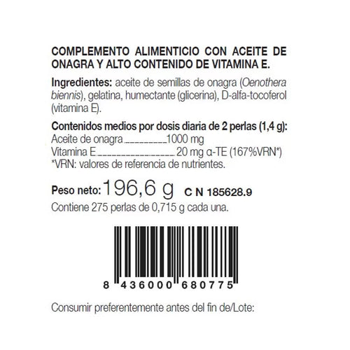 Aceite de Onagra + Vitamina E 275 Perlas - Ana Maria La Justicia