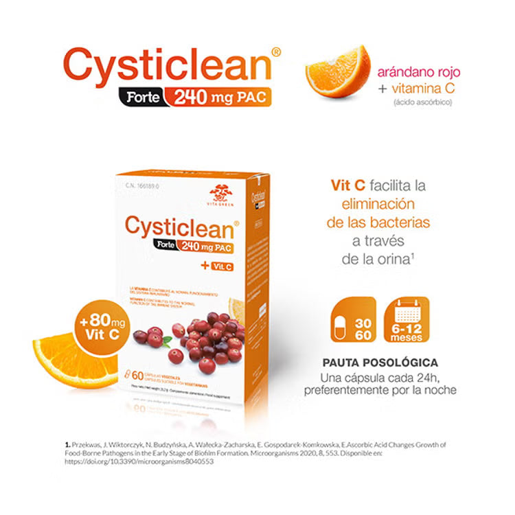Cysticlean Forte 240mg PAC + Vitamina C 60 Cápsulas - Cysticlean