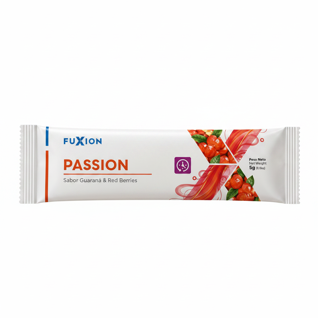 Passion | Bebida Funcional con Maca, Ginseng, Aminoácidos y Zinc — Sticks sabor Guaraná, 28 uds.