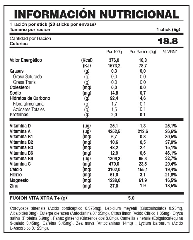 Vita Xtra T+ | Multivitamínico Completo con Vitaminas y Minerales — 28 sticks